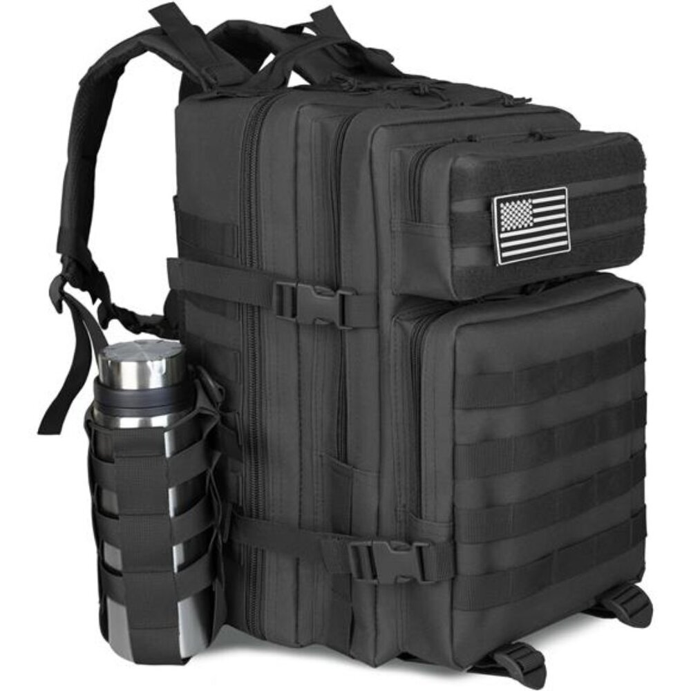 45L Tactical Backpack Molle Military Hiking Camping Bug Out Bag Black Large